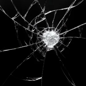Fractured Glass with Spiderweb Pattern
