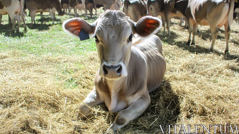 Resting Cow in Field
