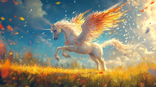 Majestic Unicorn with Wings in Flight