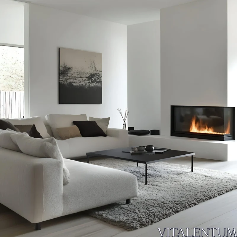 Modern Interior with White Sofa AI Image