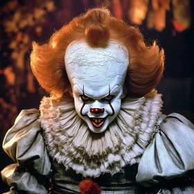 Menacing Clown with Fiery Red Hair