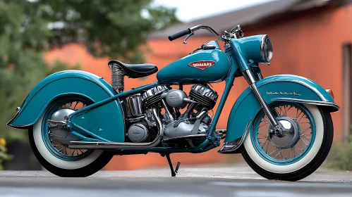 Turquoise Classic Motorcycle