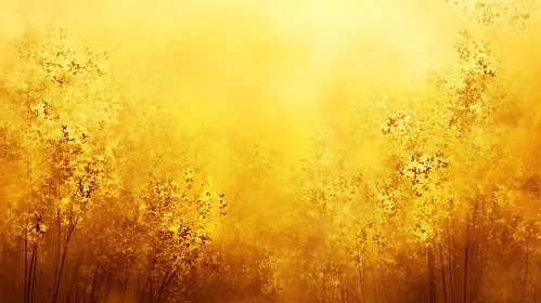 Autumnal Golden Trees Landscape Art