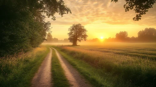 Tranquil Morning Field Landscape