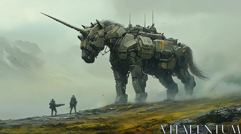 Armored Unicorn Robot with Soldiers