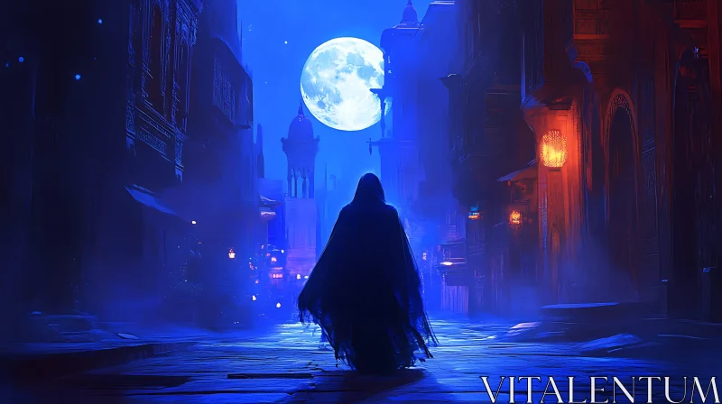 Midnight Wanderer Under Lunar Glow