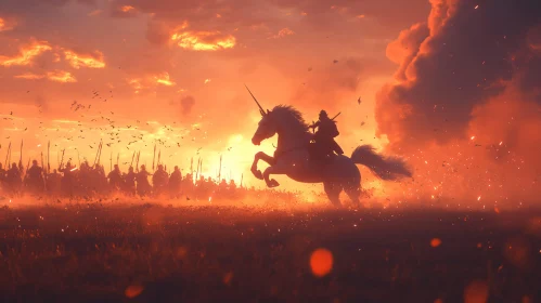 Warrior on Unicorn Charging into Battle