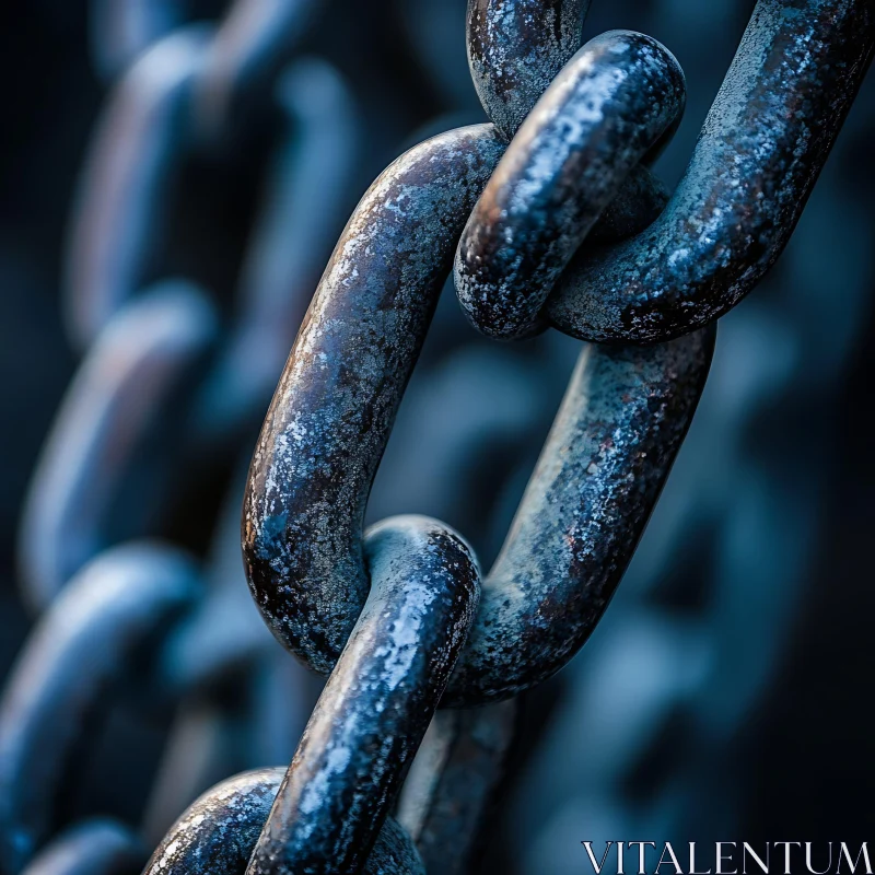 AI ART Interlinked Rusty Chains Close-Up