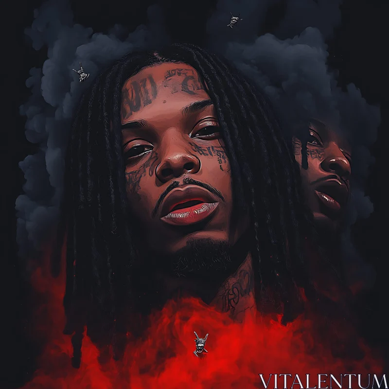 Portrait of Man with Dreadlocks and Tattoos