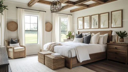 Cozy and Bright Bedroom with Wooden Accents