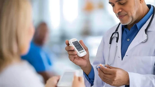 Physician Measuring Blood Sugar