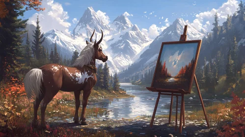 Majestic Horse by Mountain River