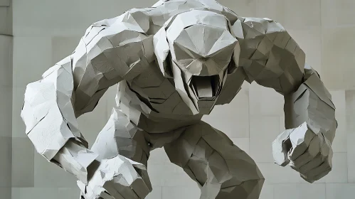 Angular Paper Sculpture of a Monster