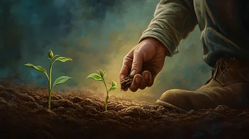 New Life: A Hand Planting Seedling