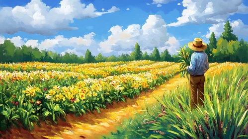 Rural Landscape with Yellow Flowers