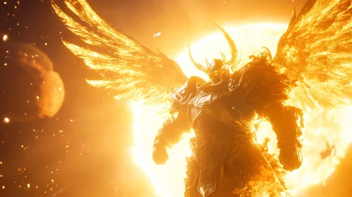 Radiant Angel Warrior in Golden Light