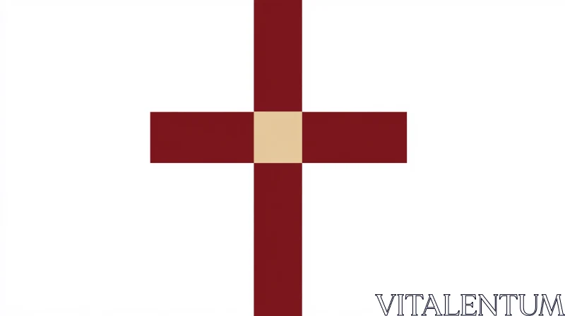 Geometric Maroon Cross on White