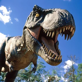 Ferocious T-Rex Against Blue Sky