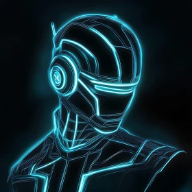 Neon-Accented Cyborg in Futuristic Style