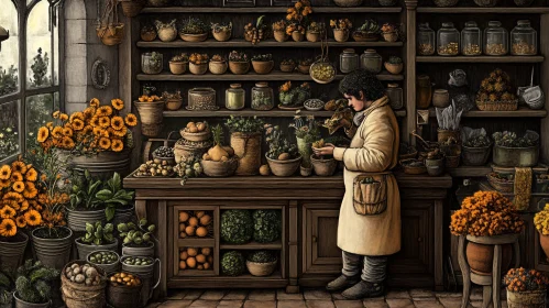 Old-Fashioned Flower Shop Scene