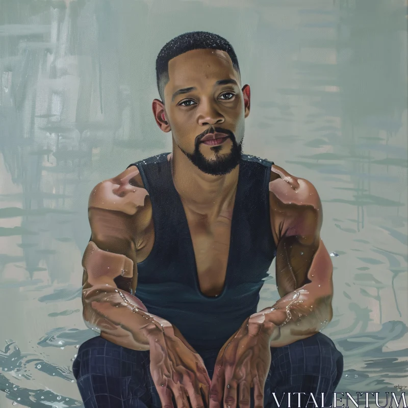 Will Smith in Water Painted Portrait