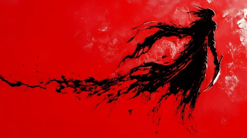 Silhouette of Warrior in Red