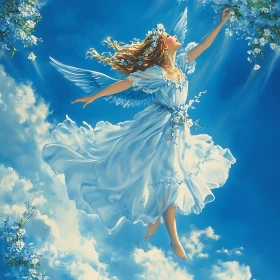 Floating Angel with Floral Crown