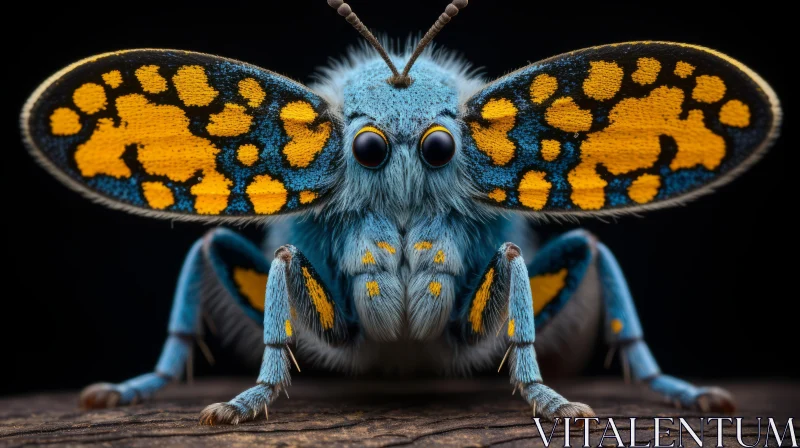 Captivating Blue and Yellow Spotted Insect Portrait AI Image