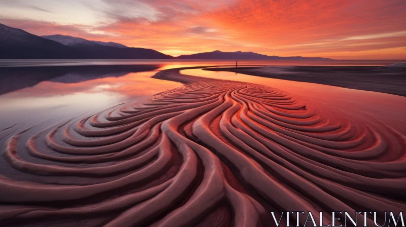 Captivating Sunset Over a Serene Lake - Psychedelic Landscape Photography AI Image