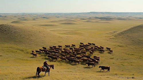 Cattle Drive on the Open Prairie