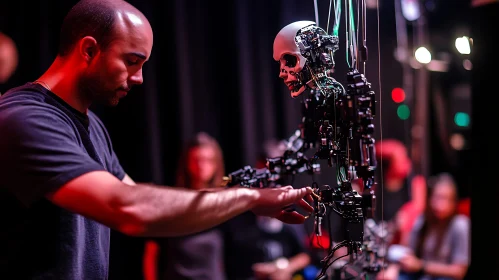 Man Fine-Tuning a Cyborg