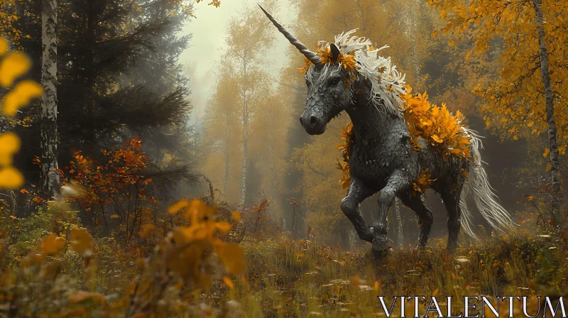 Autumnal Unicorn in Forest Glade