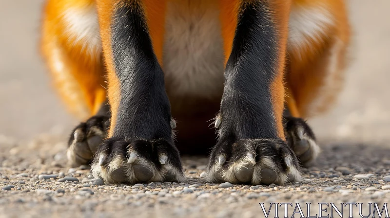 Detailed Fox Paws on Ground