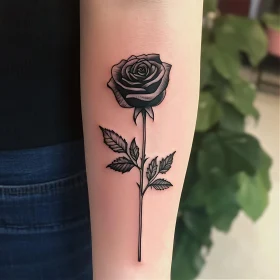 Intricate Black Rose Forearm Tattoo