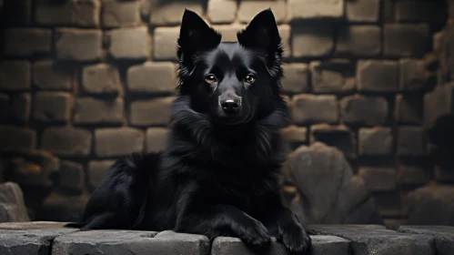 Emotive Black Dog Portrait with Soft Lighting