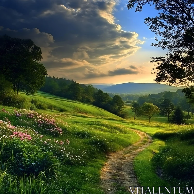 Peaceful Landscape with Winding Trail