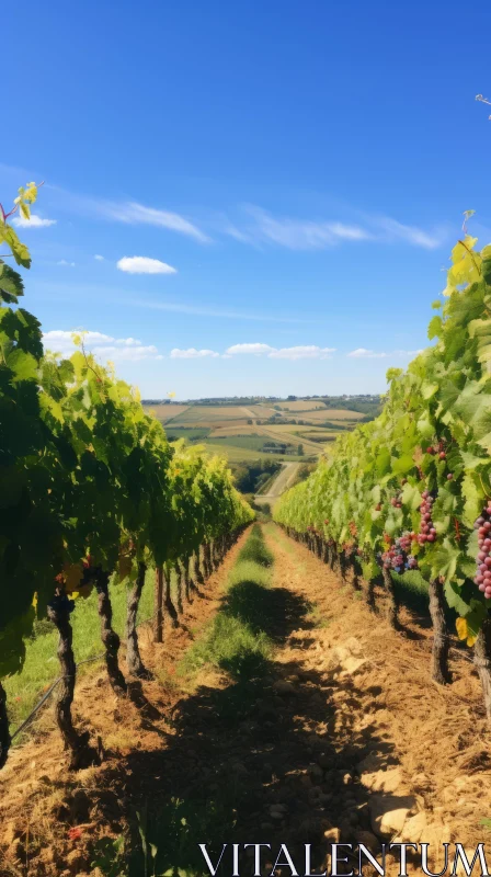Lush Vineyard in the French Countryside - A Romanticized View AI Image