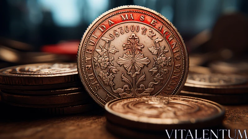 Renaissance Inspired Metallic Coin Art AI Image