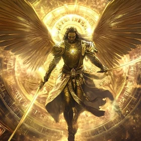 Celestial Guardian in Golden Armor