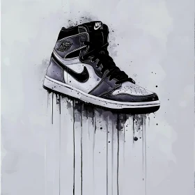 Monochrome Nike Sneaker Watercolor Painting