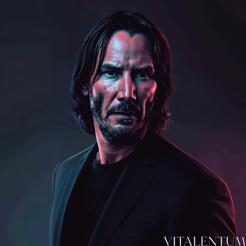 Keanu Reeves Dramatic Portrait AI Image