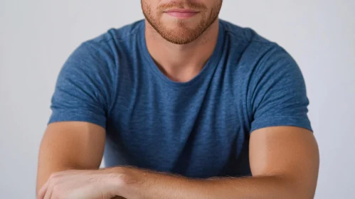 Casual Man Portrait with Blue T-shirt