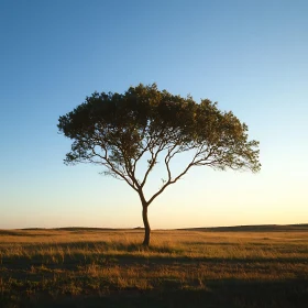 Solitary Tree Silhouette Against Sky