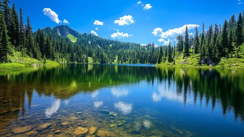 Tranquil Forest Lake with Clear Reflections