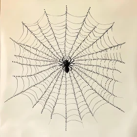 Arachnid in Web - Black and White