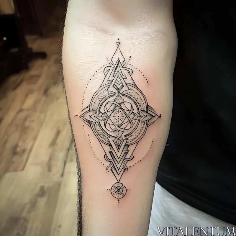 Fine Line Geometric Tattoo Design AI Image