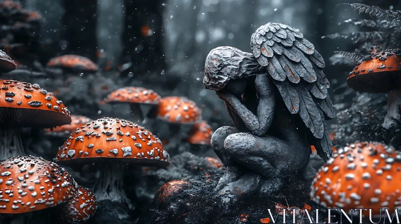 Forest Angel and the Toadstools AI Image