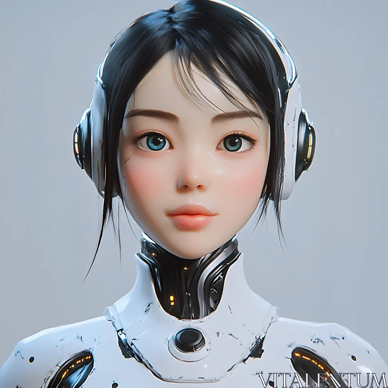 AI ART Futuristic Female Robot Portrait