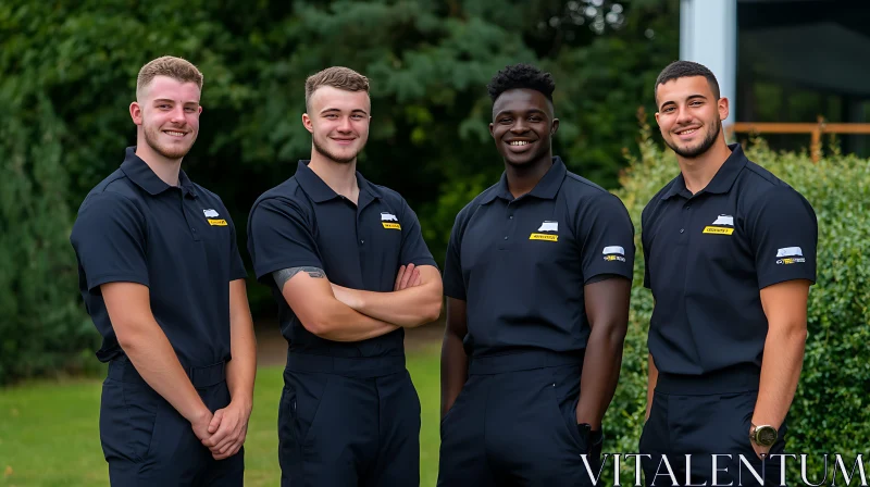 Four Men in Uniforms Team Portrait AI Image