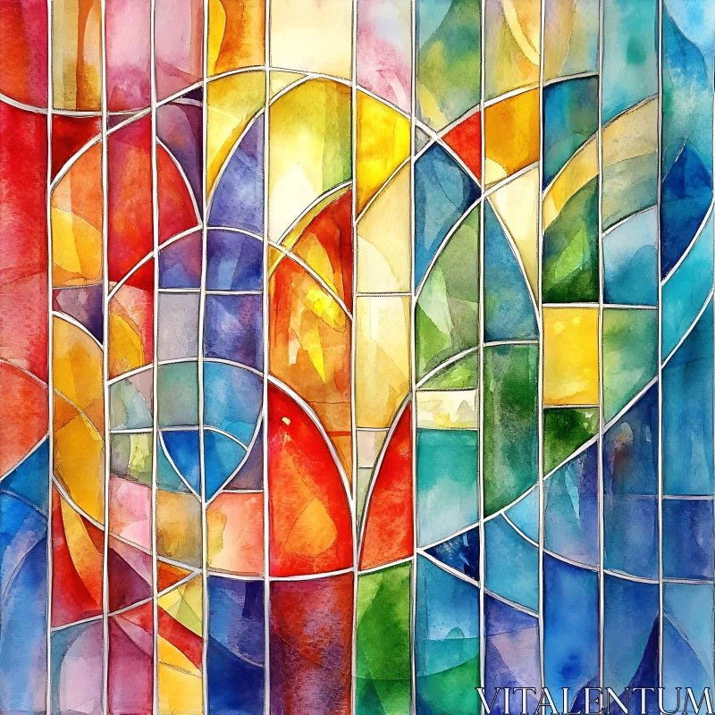 AI ART Colorful Geometric Stained Glass Design